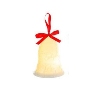 APPENDINO CAMPANA IN PORCELLANA BIANCA CON LED DECORO VILLAGGIO DI BABBO NATALE (10,5Ã—10,5xh.13,5cm)
