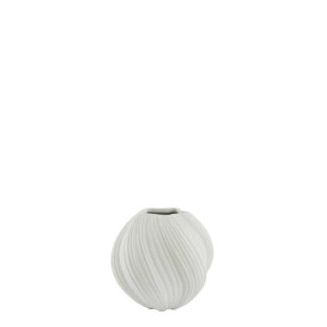 VASO BASSO IN PIETRA BIANCO DALLE LINEE MORBIDE (Ã˜34x32cm)