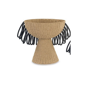 CESTONE COPPA IN CORDA CON FRANGE NERE (38xh.40cm)