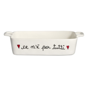 PIROFILA CON MANICI IN GRES BIANCA CON SCRITTA 'CE N'E' PER TUTTI' (30x22cm)