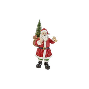 BABBO NATALE CON SACCO REGALI+ALBERELLO CON LED IN RESINA (29x19xh.52CM)