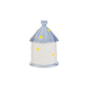 GIOSTRINA CON LED IN PORCELLANA CELESTE C/ASTUCCIO (10x10xh.14cm)