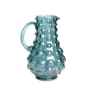 BROCCA EFFETTO BOLLATO IN VETRO TURCHESE (15,5xh.23cm)