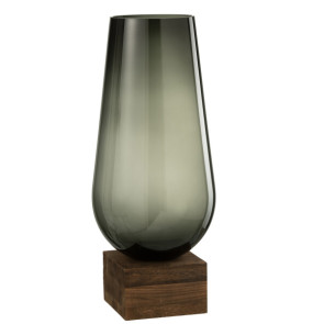 Vaso + Piede Eno Vetro/Legno Marrone Scuro Grigio Large (24x24x57cm)