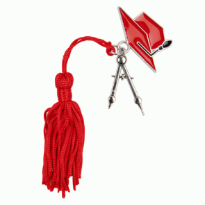 ZAMA CON NAPPINA ROSSA E CON TOCCO ROSSO E SIMBOLO ARCHITETTURA/INGEGNERIA IN ACCIAIO  (3,5cm)