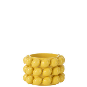 PORTAVASI CON DECORO LIMONI IN CERAMICA GIALLO (diam.19,5x13cm)