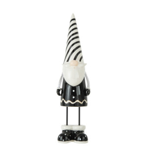 BABBO NATALE IN PIEDI IN CERAMICA BIANCO/NERO A RIGHE (11x11x41cm)