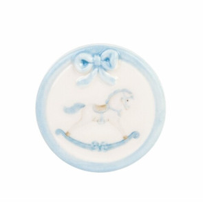 MAGNETE CON CAVALLUCCIO IN CERAMICA AZZURRO (d. 4cm)