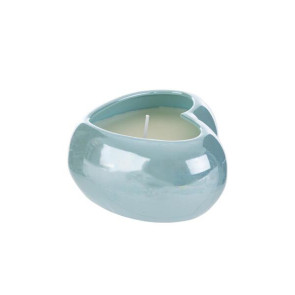 CUORE IN PORCELLANA CELESTE CON CANDELA SOIA (11x10xh.5,5cm) C/SHOPPER 13693