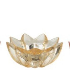 FIORE PORTA T-LIGHT IN VETRO AMBRA (diam.10,5x5cm)