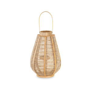 LANTERNA OVALE IN LINO SABBIA CON VETRO (Ã˜30x h.44cm)