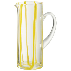 CARAFFA RIGATA IN VETRO TRASPARENTE/GIALLO (18x10x25cm)