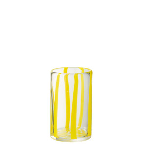 SET 6 BICCHIERI RIGATI IN VETRO TRASPARENTE/GIALLO (8x8x13,2cm)