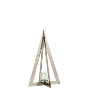 Porta T-Light Albero Acciaio Inossidabile/Vetro Argento Small 18X18X40