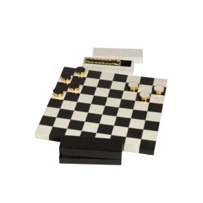 DECORAZIONE SCACCHIERA CON PEDINE BIANCA/NERA IN CERAMICA (42x42cm)