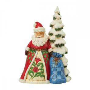 BABBO NATALE CON ALBERO IN RESINA DIPINTA A MANO (13,8xh.27,5cm)