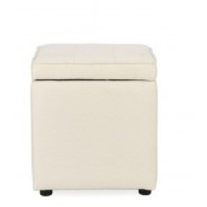 POUF CONTENITORE IN TESSUTO EFFETTO BOUCLE&#039, BIANCO (40x40x40h)