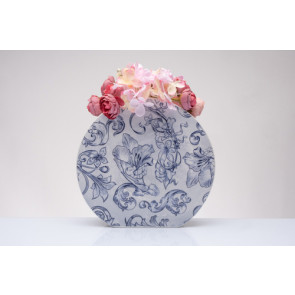 VASO TONDO IN CERAMICA BIANCA CON FREGIO BLU (diam.20cm)