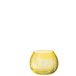 PORTA T-LIGHT ROTONDO IN VETRO GIALLO (diam.9x6,5cm)