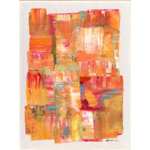 STAMPA SU TELA CON DETTAGLI DIPINTI A MANO, STRUTTURA IN LEGNO DI ABETE (90x120cm)