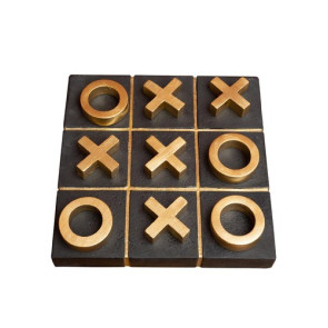 DECORAZIONE GIOCO DA TAVOLO TRIS NERO/ORO EFFETTO PIETRA (20x20cm)