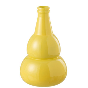 VASO BOTTIGLIA IN VETRO GIALLO (27,5x27,5x45cm)
