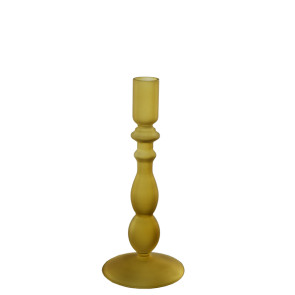 CANDELABRO OPACO BOROSILICATO IN VETRO GIALLO  (9x20CM)