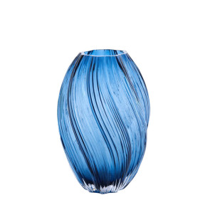 VASO IN VETRO ONDULATO SUI TONI DEL BLU (18x27cm)