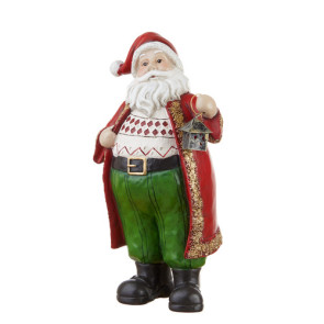 DECORAZIONI DA APPOGGIO- BABBO NATALE GRANDE IN RESINA CON DETTAGLI ROSSO/VERDE (16,5x12x29h)