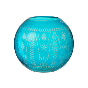 Vaso Tarifa In Rotondo Vetro Azzurro (27x27x26cm)