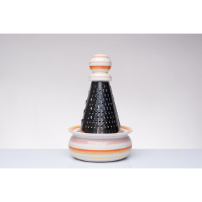 GRATTUGIA CON BASE E POMELLO IN CERAMICA COLORATA MULTI DIPINTA A MANO ( Ã˜9xh.19)