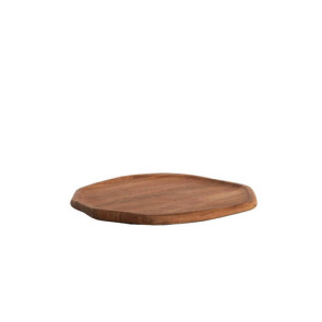 PIATTO ROTONDO DALLE LINEE MORBIDE IN LEGNO NATURALE (29,5x28x1,5 cm)