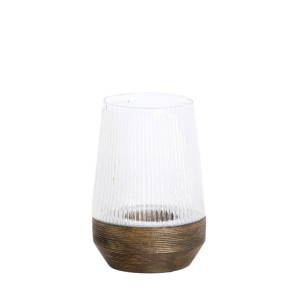 LAMPADA IN VETRO COSTE TRASPARENTI+ LEGNO MARRONE SCURO (Ã˜18x26cm)