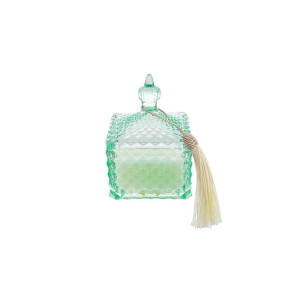 CANDELA PROFUMATA IN VETRO VERDE (9.5x9.5xh.14cm)-CON SHOPPER 3695