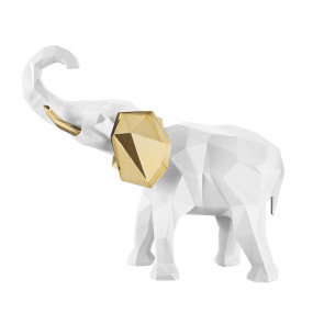 ELEFANTE STILIZZATO (17X14CM) BIANCO/ORO