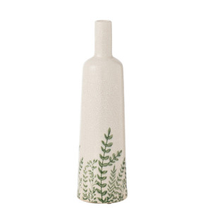 Vaso Bottiglia Alto In Pietra Arenaria Verde/Bianco (11x11x40cm)
