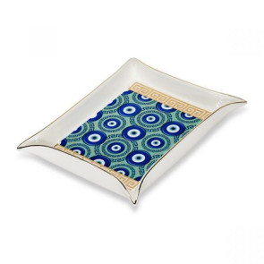 SVUOTATASCHE POSEIDONE IN PORCELLANA CON DECORO VERO ORO ZECCHINO (20x16cm)