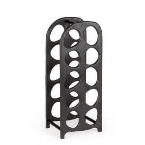 PORTA BOTTIGLIE 10P IN LEGNO DI MANGO NERO (27a - 20b - 67h)