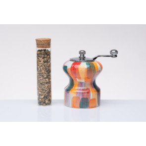 MACINAPEPE IN CERAMICA COLORATA BRUSH CON PROVETTA DI PEPE (h.9cm)