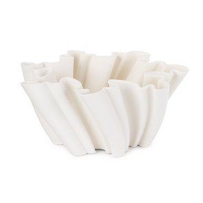 VASO EFFETTO PLISSE&#039, IN CERAMICA BIANCO OPACO (34x15cm)