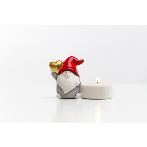 BABBO NATALE PORTA T-LIGHT IN PORCELLANA (diam. 5x7cm)