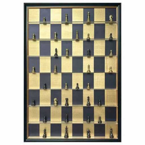 QUADRO NALA IN TELA CON SCHACCHI NERO/ORO (70x100cm)
