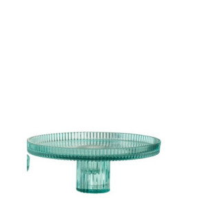 PORTA TORTA IN VETRO TAGLIATO BLU/AZZURRO (19,7x19,7x7,8cm)