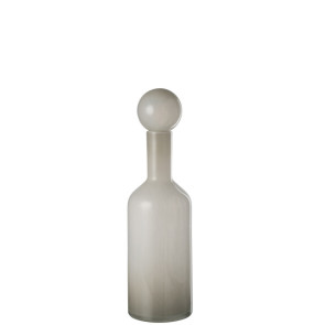 VASO BOTTIGLIA+ TAPPO IN VETRO GRIGIO FUME' (15,5x15,5x46cm)