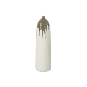 VASO BOTTIGLIA IN CERAMICA VERDE OLIVA/BIANCO (20x20x67,5cm)