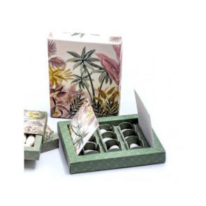 SCATOLINA CON CONFETTI OREFICE IN CARTONCINO LINEA TROPICAL (13x13x2cm)