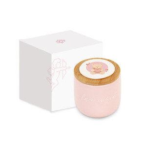 CANDELA BARATTOLO ROSA CON ORSETTO DIAM.(8XH.8CM)