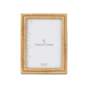 PORTAFOTO RETTANGOLARE EFFETTO TEXTURE RATTAN NATURALE (int.13x18cm)