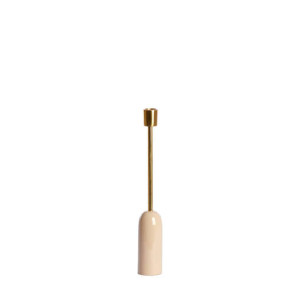 PORTACANDELA IN METALLO CON BASE SABBIA+STELO ORO (Ã˜5x33,5 cm)