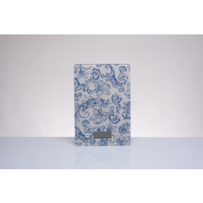 BILANCIA RETTANGOLARE IN VETRO CON FREGIO BLU (5kg-15x22,5cm)
